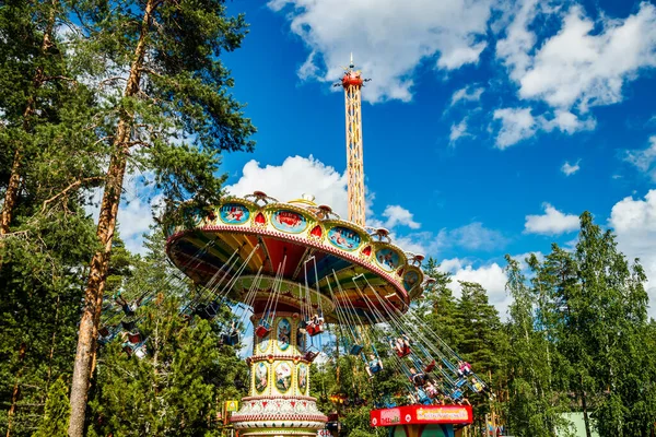 Kouvola Finnland Juli 2020 Fahrgeschäfte Swing Carousel Und Star Flyer — Stockfoto