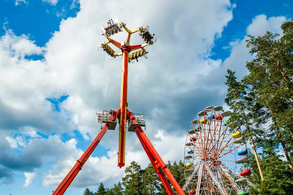 Kouvola Finlande Juillet 2020 Rides Ferris Wheel Loop Fighter Motion — Photo