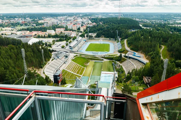 Lahti Finlandia Sierpnia 2020 Widok Miasto Lahti Centrum Sportowe Wieży — Zdjęcie stockowe