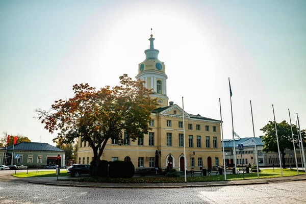 Staroměstská Radnice Hamina Podsvícení Finsko — Stock fotografie