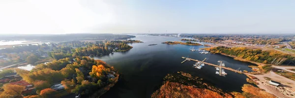 Aerial Panoramic Autumn View Old Hamina City Finland — Stock Photo, Image