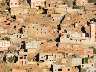 Mud brick homes in the Atlas Mountains of Morocco