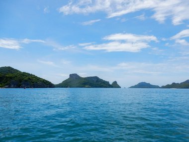 Blue waters and islands around Angthong Marine Park in the Gulf of Thailand