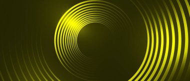 yeşil soyut arka plan örtüşmesi koyu uzayda parlayan daireler çizgisi dekorasyonu