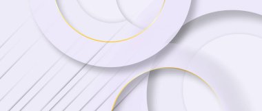  Soyut mor daire kağıt kesim tabakası altın çizgi efektli beyaz arkaplan