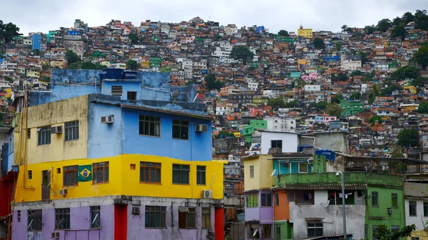 Vista Aérea Favela Rocinha Rio Uma Tarde Ensolarada — Fotografia de Stock