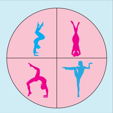Yoga egzersizleri yapıyor kadın siluetleri. Germe ve vücudu farklı yoga teşkil rahatlatıcı esnek kız simgeler. Beyaz arka plan üzerinde izole kadın şekilleri renklendirme
