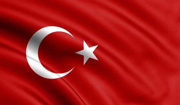 Bandera Turquía Luna Creciente Blanca Estrella Sobre Fondo Color Rojo —  Fotos de Stock