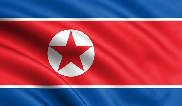 Coreia Norte Elegante Acenando Closeup Bandeira Ilustração Perfeito Para Fins — Fotografia de Stock