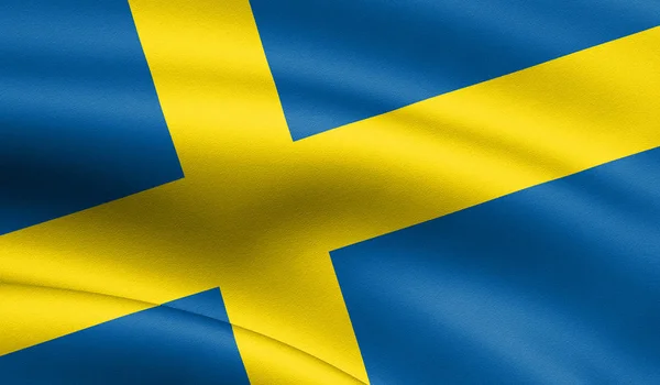 Bandera Suecia Soplando Viento Textura Fondo Rendering Wave Uefa Euro —  Fotos de Stock