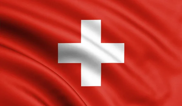 Switzerland Flag Blowing Wind Background Texture Rendering Wave Illustration — Stock Photo, Image