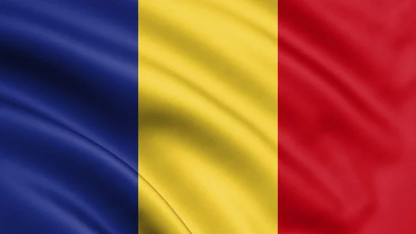 Флаг Румынии Развевается Ветру Фон Текстуры Бухарест Румыния Рендеринг Волна — стоковое фото