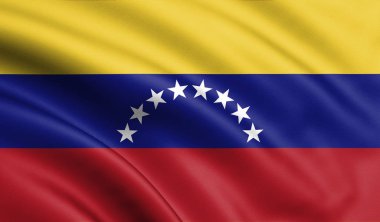 Venezuela bayrak rüzgarda. Arka plan doku. Caracas. 3d render, bayrak sallıyor. -İllüstrasyon