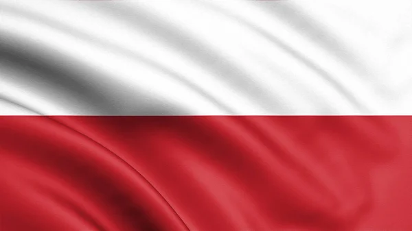 Drapeau Pologne Soufflant Dans Vent Texture Fond Rendement Vague Varsovie — Photo