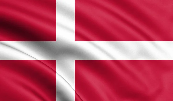 Danmark Flagga Blåser Vinden Bakgrundsstruktur Rendering Våg Illustration — Stockfoto