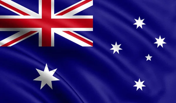 Australische Flagge Weht Wind Hintergrund Textur Darstellung Flagge Schwenkend Abbildung — Stockfoto