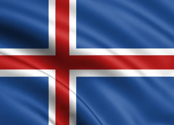 Bandera Islandia Soplando Viento Textura Fondo Renderizado Ondeando Bandera Ilustración — Foto de Stock