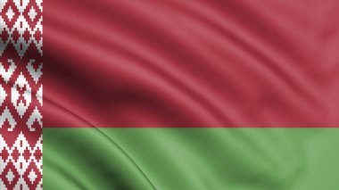 Beyaz Rusya bayrağı rüzgarda. Arka plan doku. 3D render, dalga. -İllüstrasyon