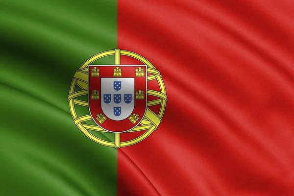 Portekiz bayrağı rüzgarda. Arka plan doku. Lizbon 3d render, dalga illüstrasyon