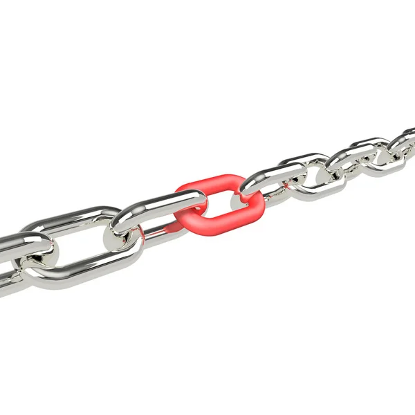 Silver Chain Red Link Center Which Beginning Heat Rest Isolated — Stock Photo, Image