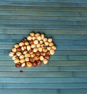 Arka plan görüntüsü için sağlıklı gıda fındık kadar kapatın. Fındık doku üzerinde Üstten Görünüm