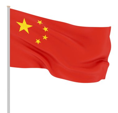  Çin bayrağı rüzgarda. Beijing. Arka plan doku. 3D render, dalga. -İllüstrasyon