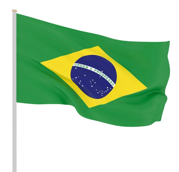 Bandera Brasil Soplando Viento Textura Fondo Renderizado Ondeando Bandera Ilustración — Foto de Stock