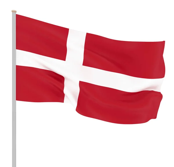 Bandeira da Dinamarca soprando ao vento. Textura de fundo. Renderi 3d — Fotografia de Stock