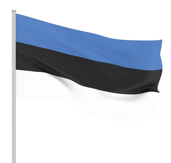 Észtország Zászló Fúj Szél Háttérmintázat Renderelés Hullám Illusztráció Izolált Fehér — Stock Fotó
