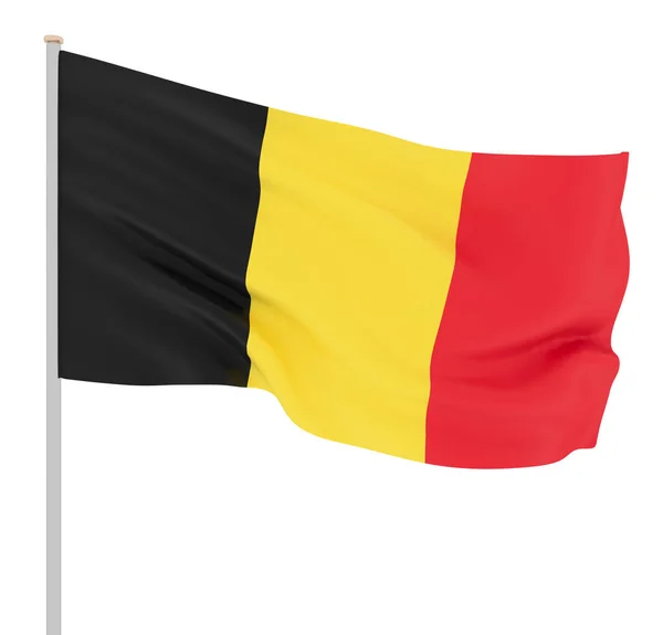 Бельгийский Флаг Дующий Фоне Ветра Брюссель Бельгия Рендеринг Волна Изолированный — стоковое фото
