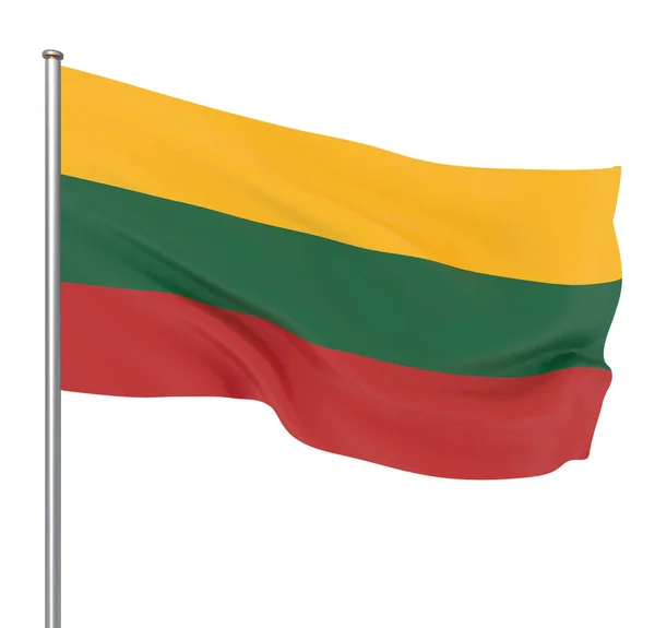 Litauische Flagge Weht Wind Hintergrund Textur Rendering Winken Isoliert Auf — Stockfoto