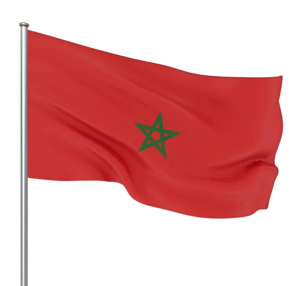 Drapeau Maroc Soufflant Dans Vent Texture Fond Rendu Agitant Drapeau — Photo