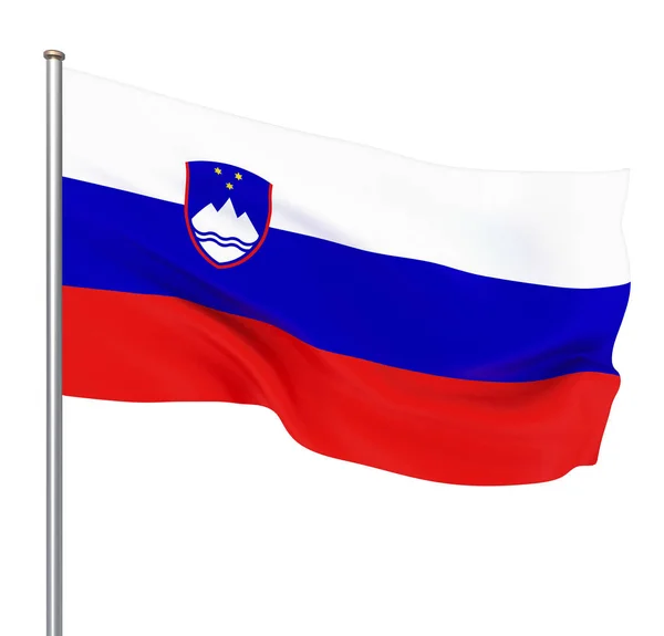 Slovenia flag blowing in the wind. Background texture. 3d rendering, wave. Isolated on white. Illustration.