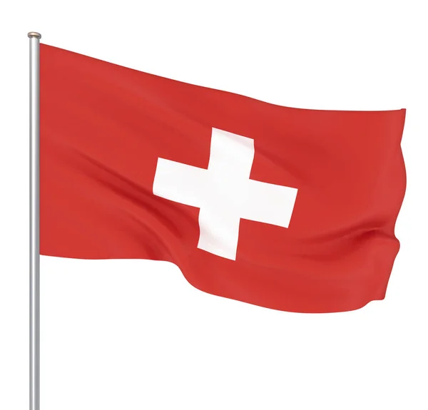 Switzerland Flag Blowing Wind Background Texture Rendering Wave Illustration Isolated — Stock Photo, Image