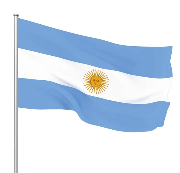 Arjantin Bayrağı Rüzgarda Üfleme Arka Plan Dokusu Rendering Bayrak Sallıyor — Stok fotoğraf