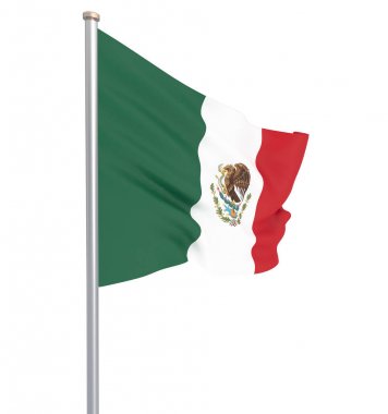  Meksika bayrağı rüzgarda. Arka plan doku. 3d render, bayrak sallıyor. -İllüstrasyon