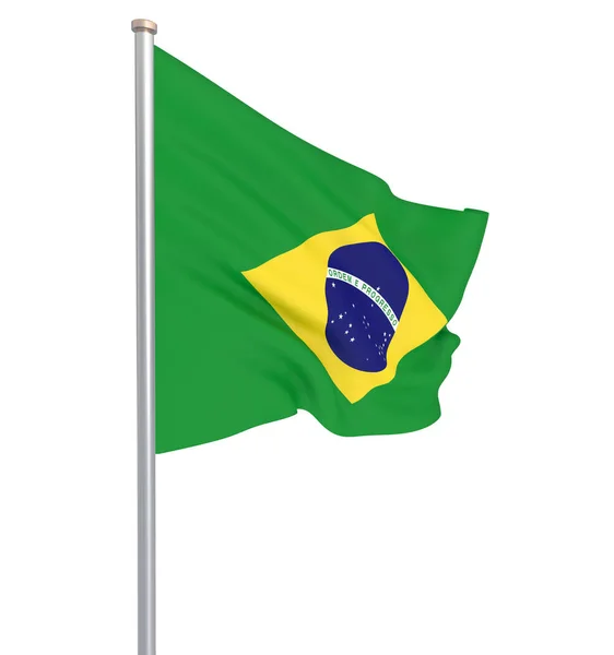 Brasilien Flagga Blåser Vinden Bakgrundsstruktur Rendering Viftande Flagga Illustration Illustration — Stockfoto