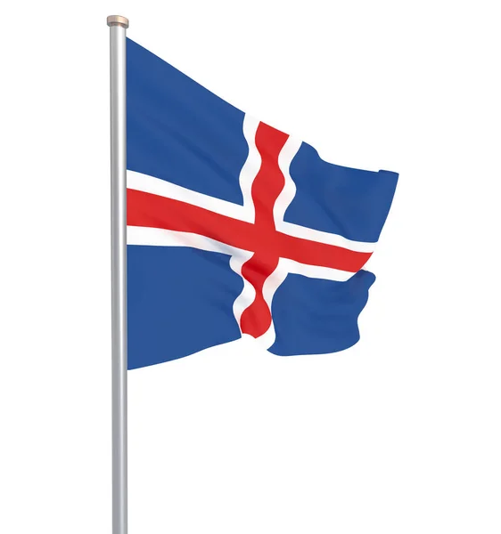 Drapeau Islande Soufflant Dans Vent Texture Fond Rendu Agitant Drapeau — Photo