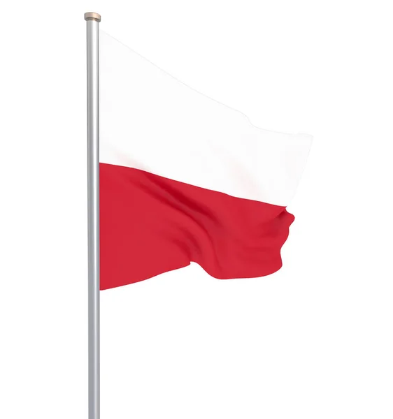 Bandera Polonia Soplando Viento Textura Fondo Renderizado Onda Aislado Sobre — Foto de Stock