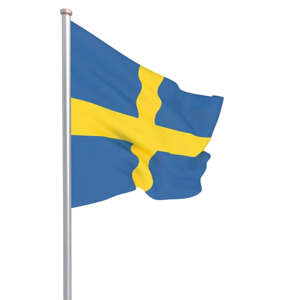Bandera Suecia Soplando Viento Textura Fondo Renderizado Ola —  Fotos de Stock