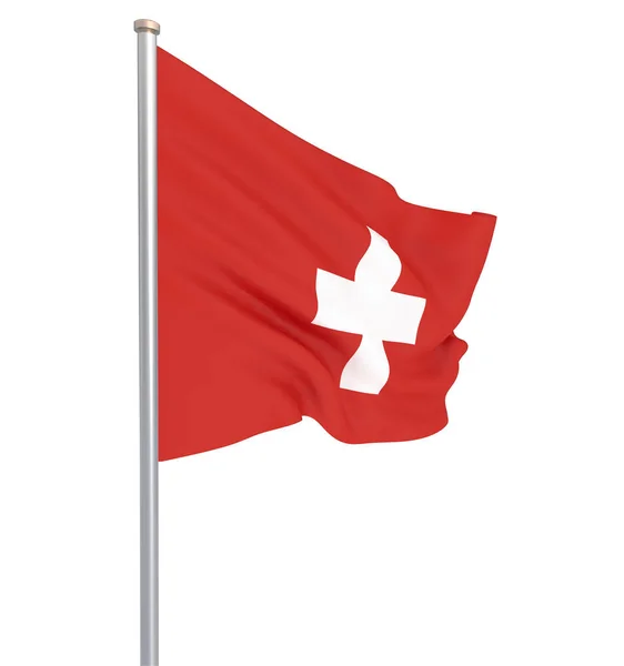 Zwitserland Vlag Waait Wind Achtergrond Textuur Rendering Wave Illustratie Geïsoleerd — Stockfoto