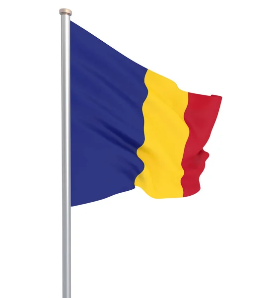 Die Rumänische Flagge Weht Wind Hintergrund Textur Bukarest Rumänien Rendering — Stockfoto