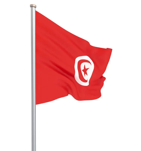 Die Tunisfahne Weht Wind Hintergrund Textur Darstellung Flagge Schwenkend Isoliert — Stockfoto