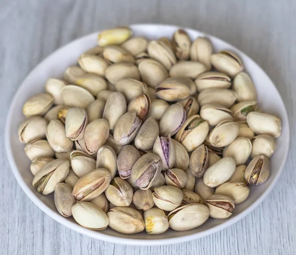 Healthy Food Background Image Close Pistachios Nuts Texture White Grey — Stock Photo, Image