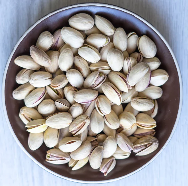 Healthy Food Background Image Close Pistachios Nuts Texture White Grey — Stock Photo, Image