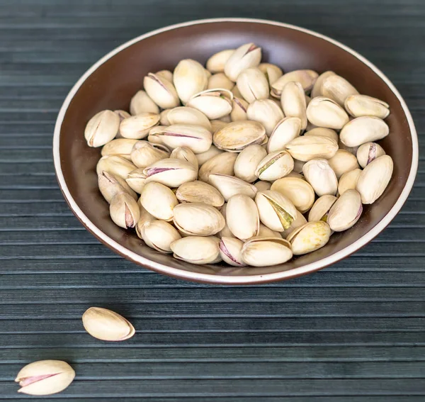 Comida Saludable Para Imagen Fondo Cerca Pistachos Nueces Textura Vista —  Fotos de Stock