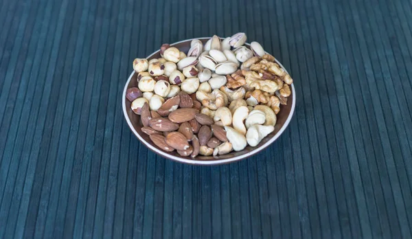 Gezonde Voeding Nuts Mix Assortiment Stenen Textuur Top View Verzameling — Stockfoto