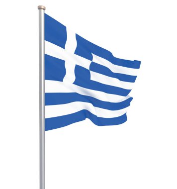  Yunanistan bayrağı. Yunanistan bayrağı sallayarak 3d çizim. Atina - illüstrasyon