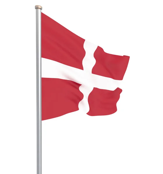 Bandeira Dinamarca Soprando Vento Textura Fundo Renderização Onda — Fotografia de Stock