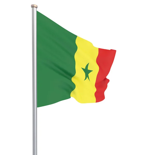 Senegal Flag Blowing Wind Background Texture Rendering Wave Isolated White — Stock Photo, Image